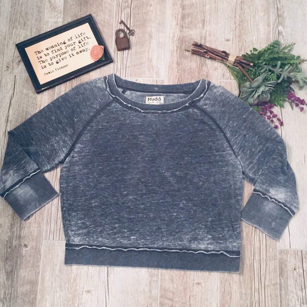 Most comfy cropped distressed sweatshirt